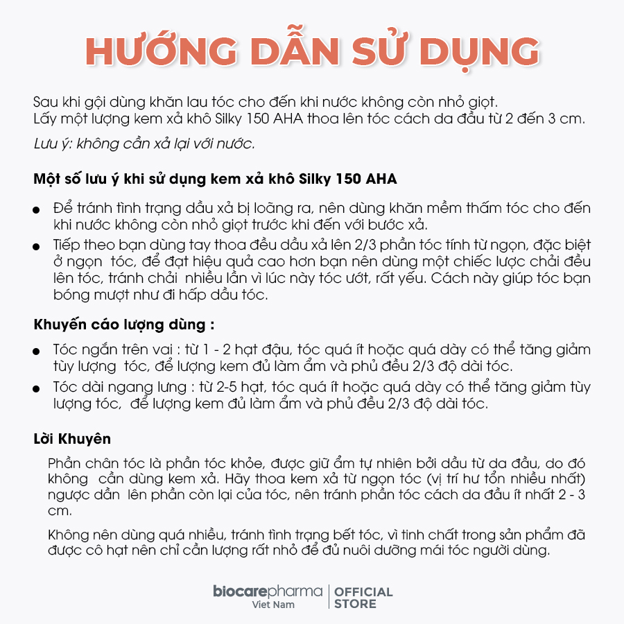 [Xả khô] Tinh chất dưỡng tóc AHA Keratin Silky 150 - giúp tóc mềm mượt - chắc khỏe - ngăn gãy - Biocarepharma