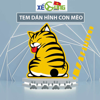 Tem Dán Xe Ô Tô - Hình Con Mèo Vẫy Đuôi Ngộ Nghĩnh