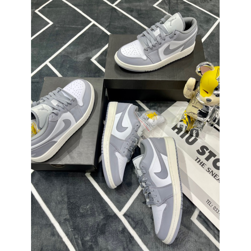 (Híu)Giầy Thể Thao Jordan Vintage Grey Low -Jd Xám Vàng Thấp cổ