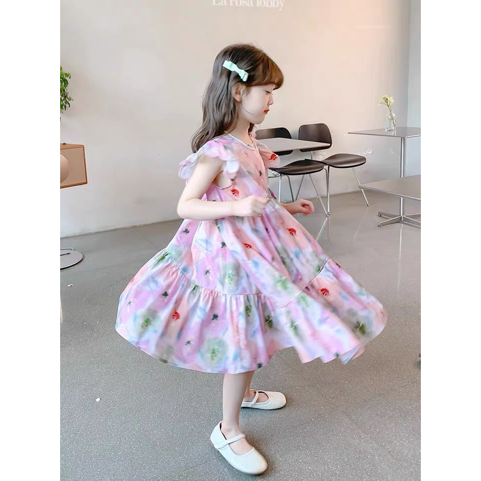 Váy hồng cánh tiên cực xinh cho bé gái 9-36kg  nhí nhỡ đại G38