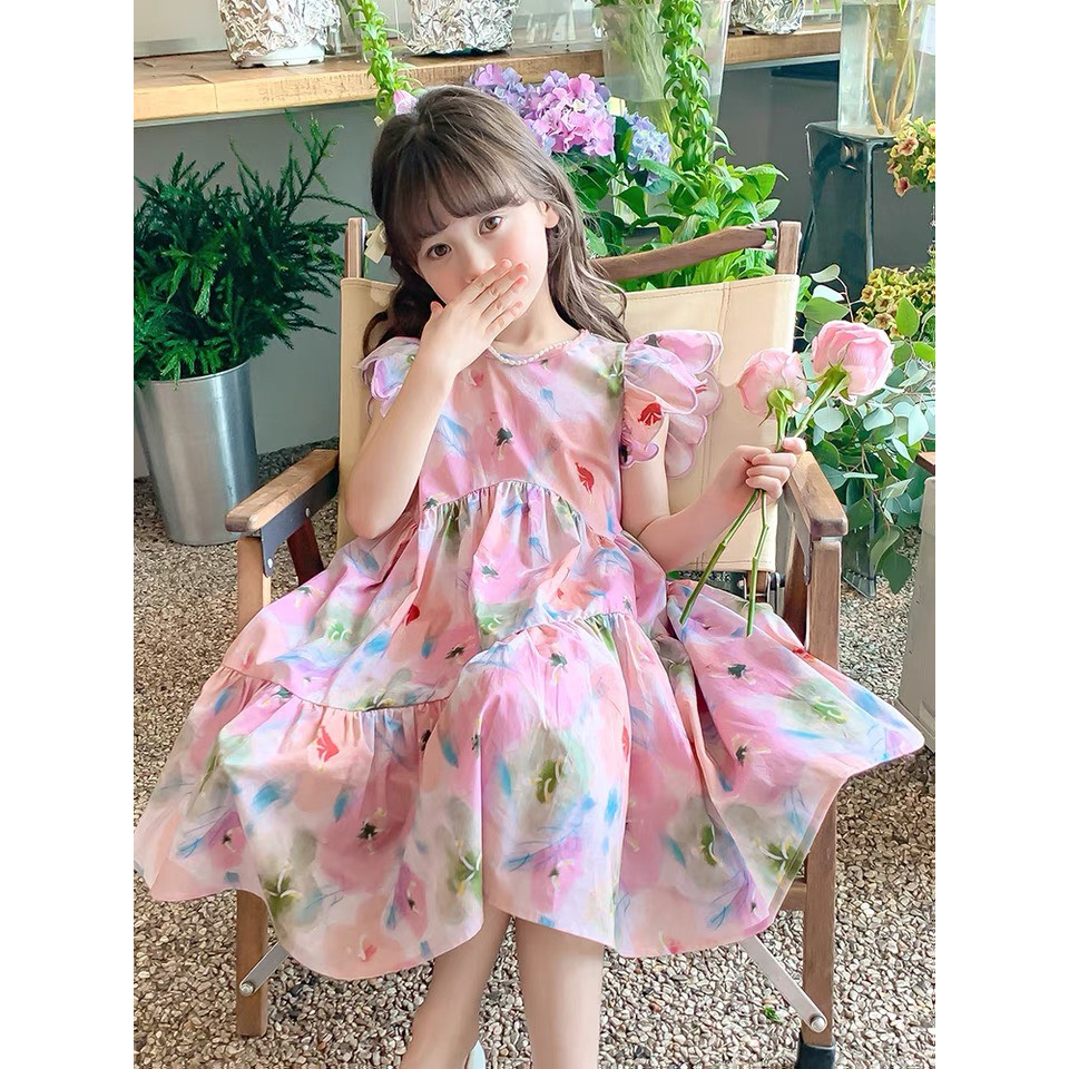 Váy hồng cánh tiên cực xinh cho bé gái 9-36kg  nhí nhỡ đại G38