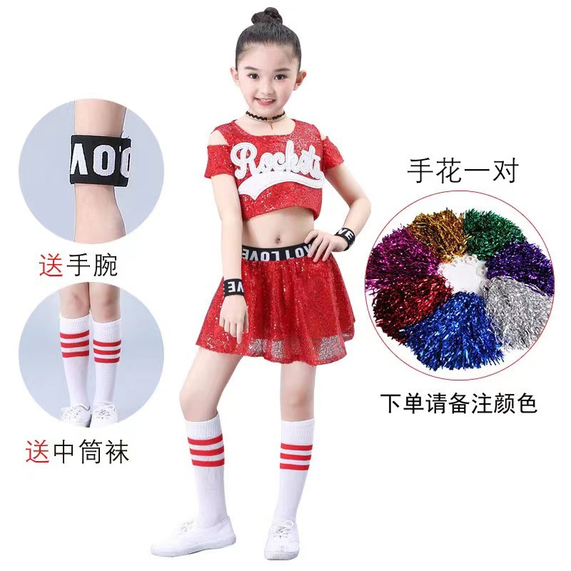 Trọn Bộ Trang Phục Áo, Váy, Quần, Tất, Vòng Tay, Bông Múa. Bộ Nhảy Hiện Đại Cho Bé Gái Đính Kim Sa Lấp Lánh