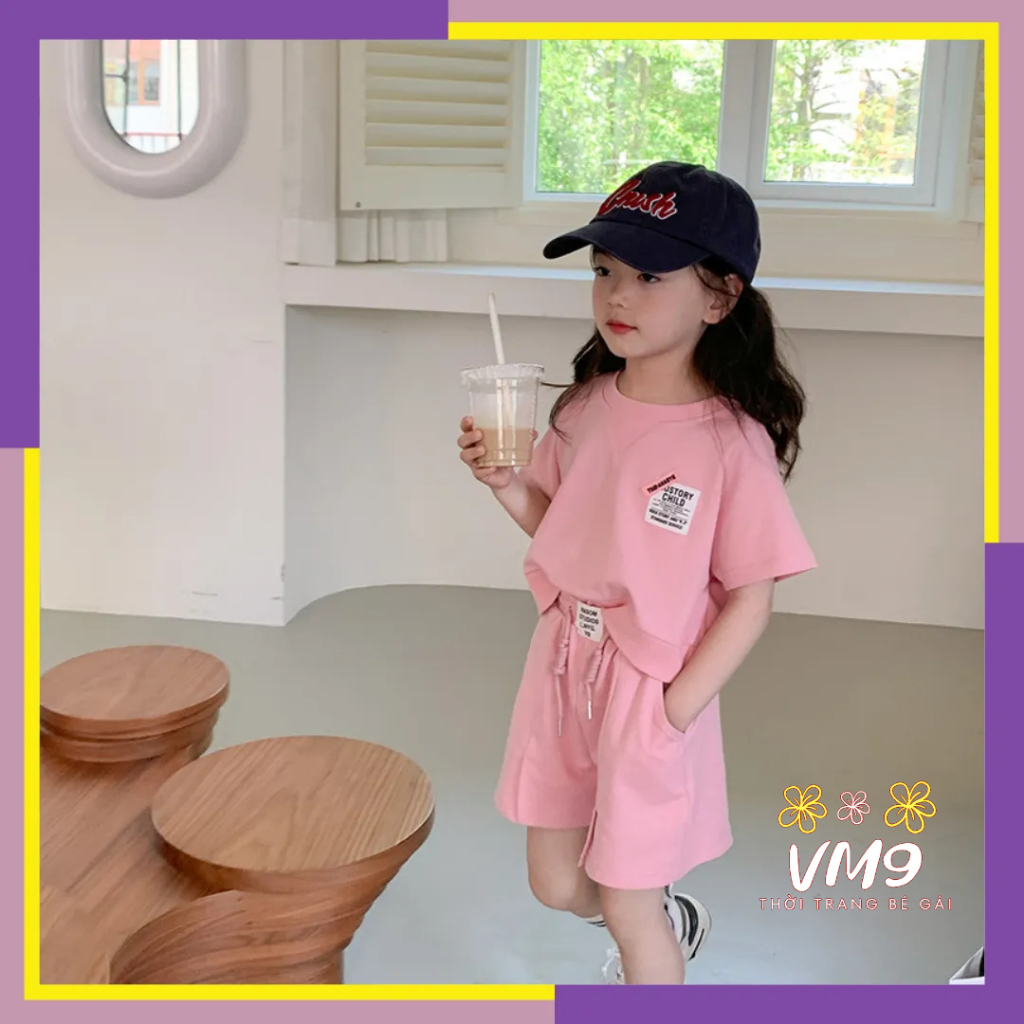 Bộ thể thao cho bé gái mặc mùa hè AMBB KIDS - Bộ quần áo thể thao bé gái