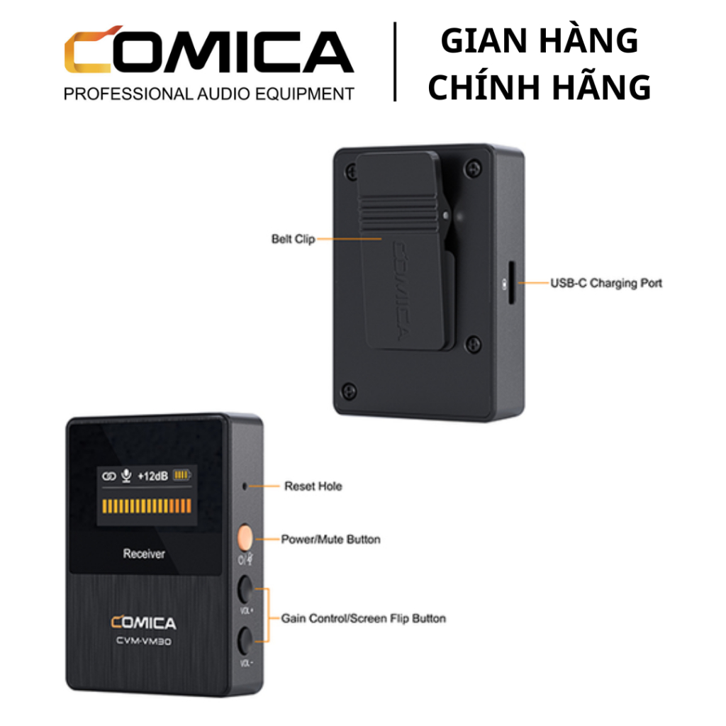 COMICA CVM-VM30 - Mic Thu Âm Không Dây 2.4Ghz Cho Điện Thoại & Máy Ảnh - Hàng Chính Hãng / Bảo Hành 12 Tháng