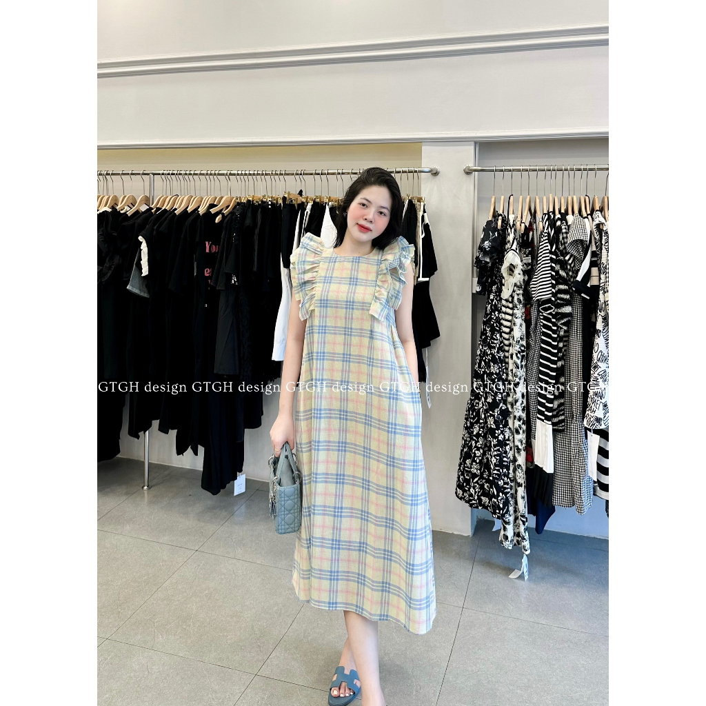 Váy Kẻ Suông Tay Bèo