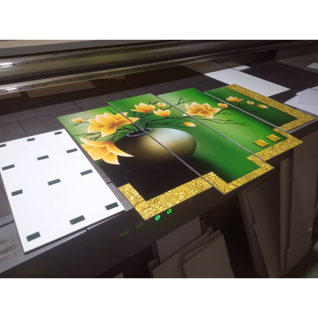 Bộ tranh 5 tấm decor phòng khách sang trọng, tranh dán tường có sẵn băng keo