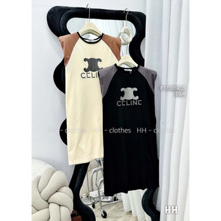 Đầm thun dáng suông phối màu sát nách!