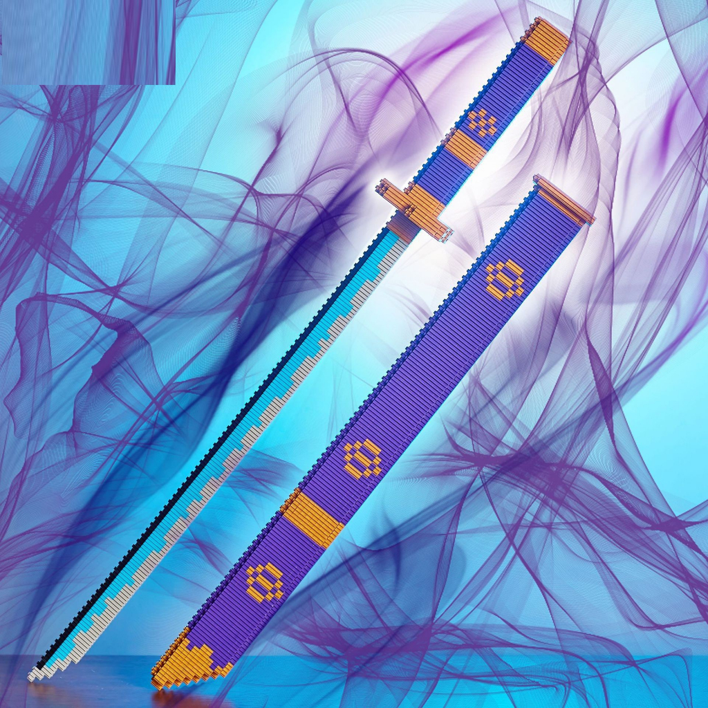 Bộ lắp ghép kiếm One Piece - dài 70cm - tặng kèm đèn led và búa gõ chi tiết