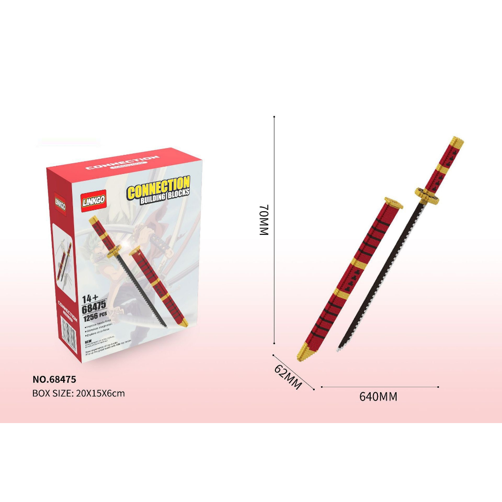 Bộ lắp ghép kiếm One Piece - dài 70cm - tặng kèm đèn led và búa gõ chi tiết