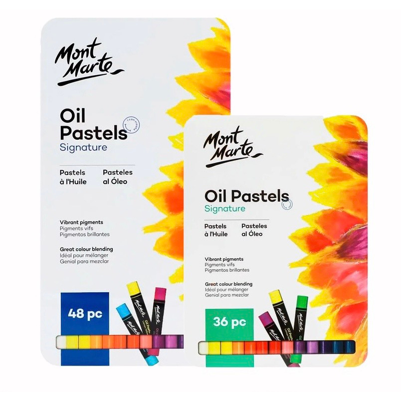 Sáp Dầu Mềm Cao Cấp Mont Marte Oil Pastels 36|48 Màu Hộp Thiếc