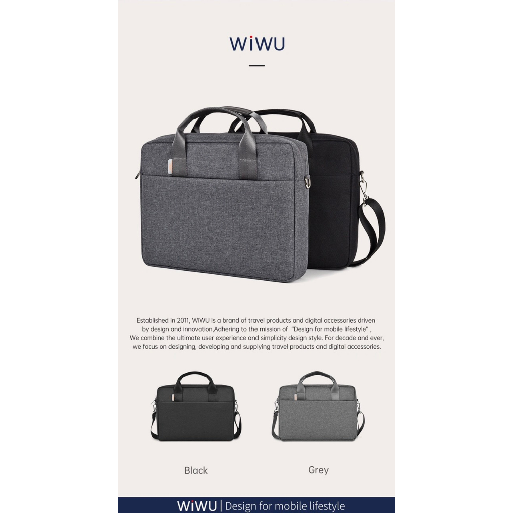 Túi Wiwu Minimalist Laptop Bag Pro có 2 ngăn dành cho máy tính xách tay/ máy tính bảng chống rung - Hàng chính hãng