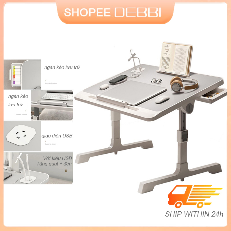 Bàn Gấp，Bàn Xếp, Bàn Làm Việc, Bàn Máy Tính Study Computer Desk On Bed - Foldable, Liftable, 45° Rotation