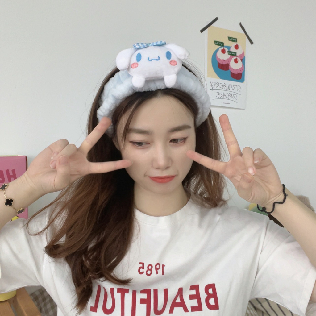 Băng Đô Cài Tóc Kuromi Cinnamol Sarino Họa Tiết Hoạt Hình Phong Cách Hàn Quốc Dễ Thương Dùng Rửa Mặt