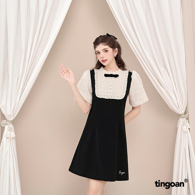 TINGOAN® - Váy đầm đáp kim tuyến be lấp lánh đính nơ cổ MOON LOVER/BL ver 2