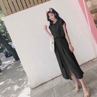 Đầm cổ V kèm belt 4 màu (kèm hình thật)