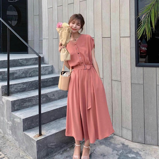 Đầm cổ V kèm belt 4 màu (kèm hình thật)