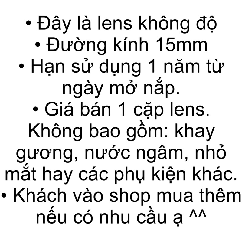 Sỉ 1 cặp lens 0 độ, HSD 1 năm, nhiều màu cho khách lựa chọn