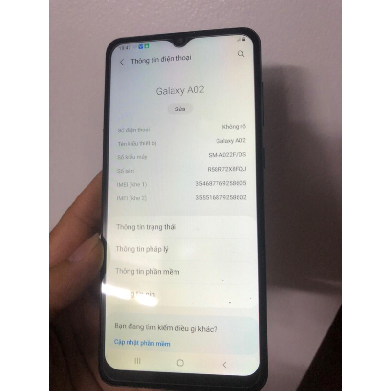 samsung A02 ram 3gb pin 5000