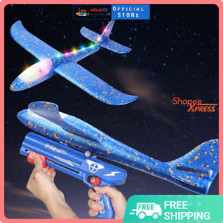 Đồ chơi súng bắn máy bay xốp có đèn chắc chắn, máy bay phóng tầm xa cho bé thoải mái vui chơi ngoài trời MOKIDTO