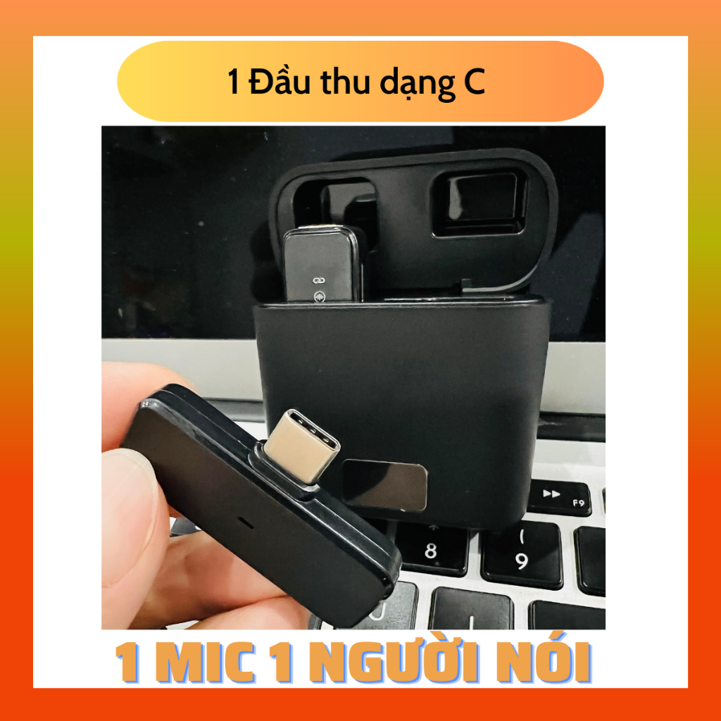 Micro thu âm không dây cài áo cao cấp hỗ trợ âm thanh có hộp sạc