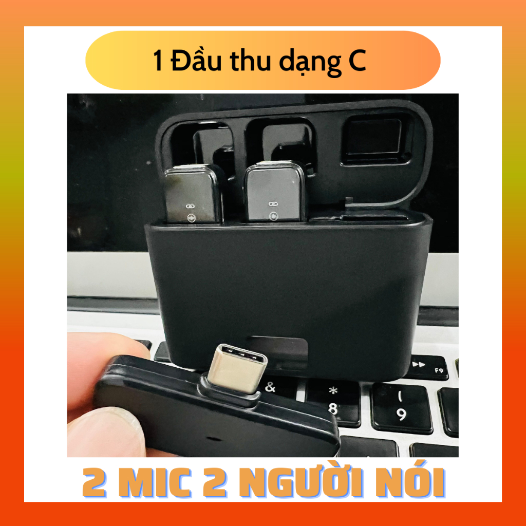 Micro thu âm không dây cài áo cao cấp hỗ trợ âm thanh có hộp sạc