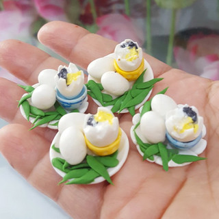 Đồ ăn mini food mô hình hột vịt lộn trang trí bằng đất sét nhật cao cấp