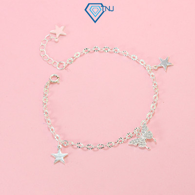 Lắc tay bạc nữ TNJ đính đá cao cấp hình bướm trang sức bạc 925 gắn ngôi sao xinh xắn LTN0325 - Trang Sức TNJ