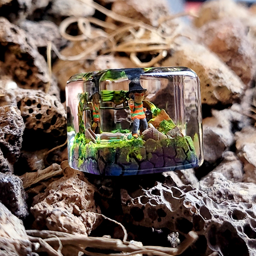 Freddy krueder keycap , nút bàn phím cơ nhân vật phim sát nhân trong mộng , keycap resin , artisan keycap