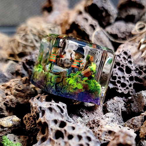 Freddy krueder keycap , nút bàn phím cơ nhân vật phim sát nhân trong mộng , keycap resin , artisan keycap