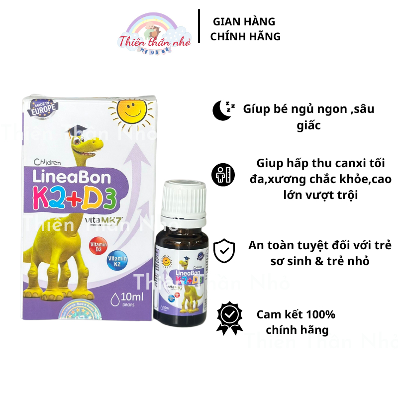 Vitamin D3K2 Lineabon Drops chứa mk7 cho bé tăng hấp thu canxi,chắc khỏe xương