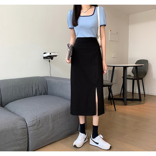 Váy Chữ A Dài Midi Xẻ Tà Lưng Cao Madel, Chân Váy Chữ A Dài Ulzzang Lưng Cao Công Sở