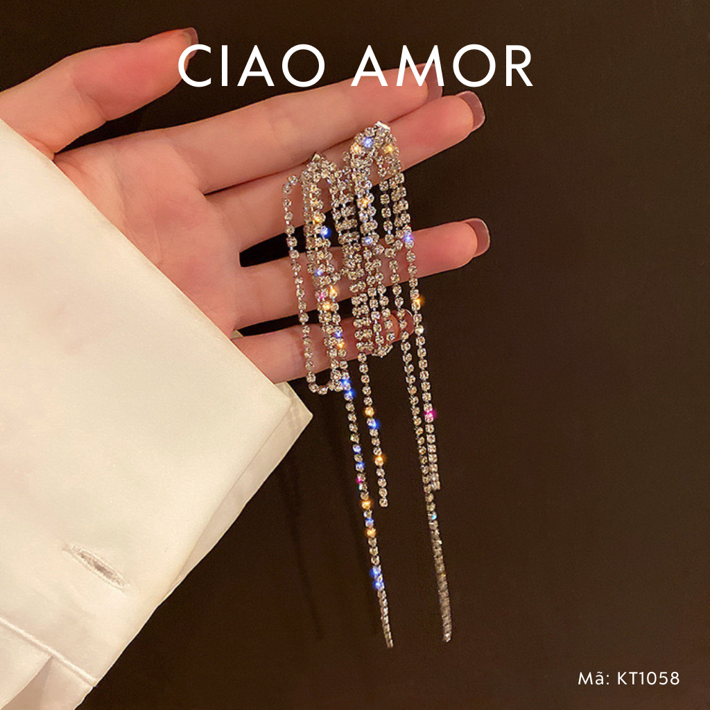 Khuyên tai nữ, Bông tai nữ dây đá vòng dài Trang sức Ciao Amor - KT1058