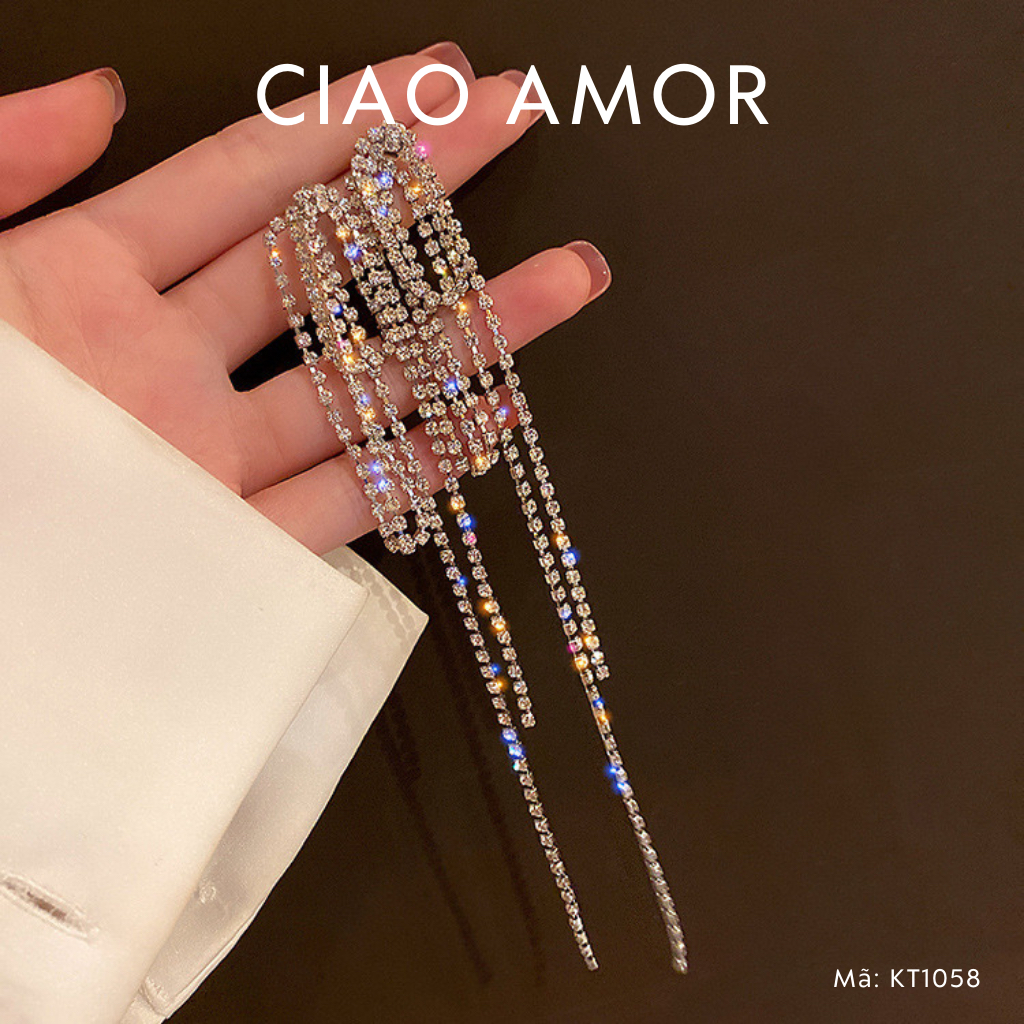 Khuyên tai nữ, Bông tai nữ dây đá vòng dài Trang sức Ciao Amor - KT1058