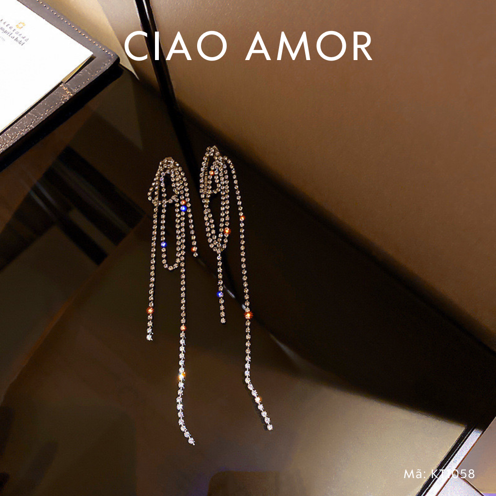 Khuyên tai nữ, Bông tai nữ dây đá vòng dài Trang sức Ciao Amor - KT1058