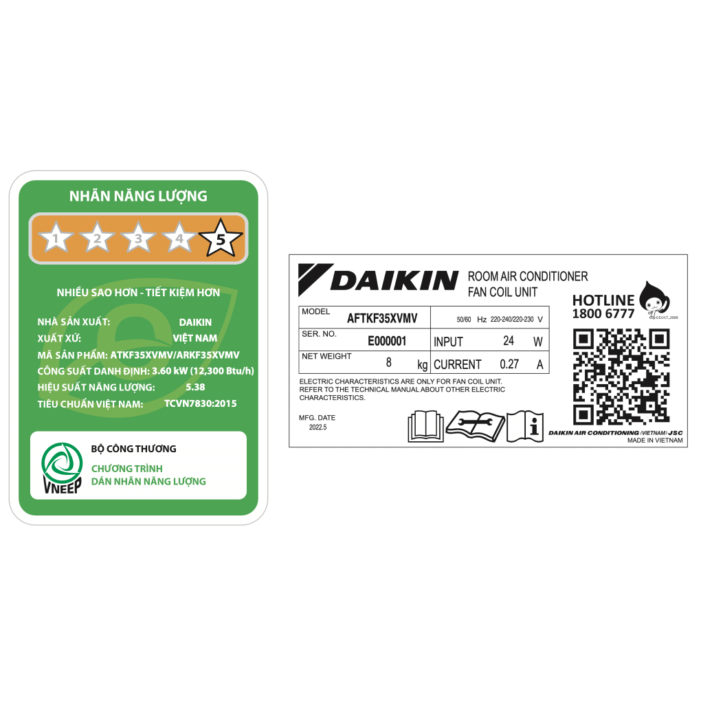 Máy lạnh Daikin Inverter 1.5 HP ATKF35XVMV 2023