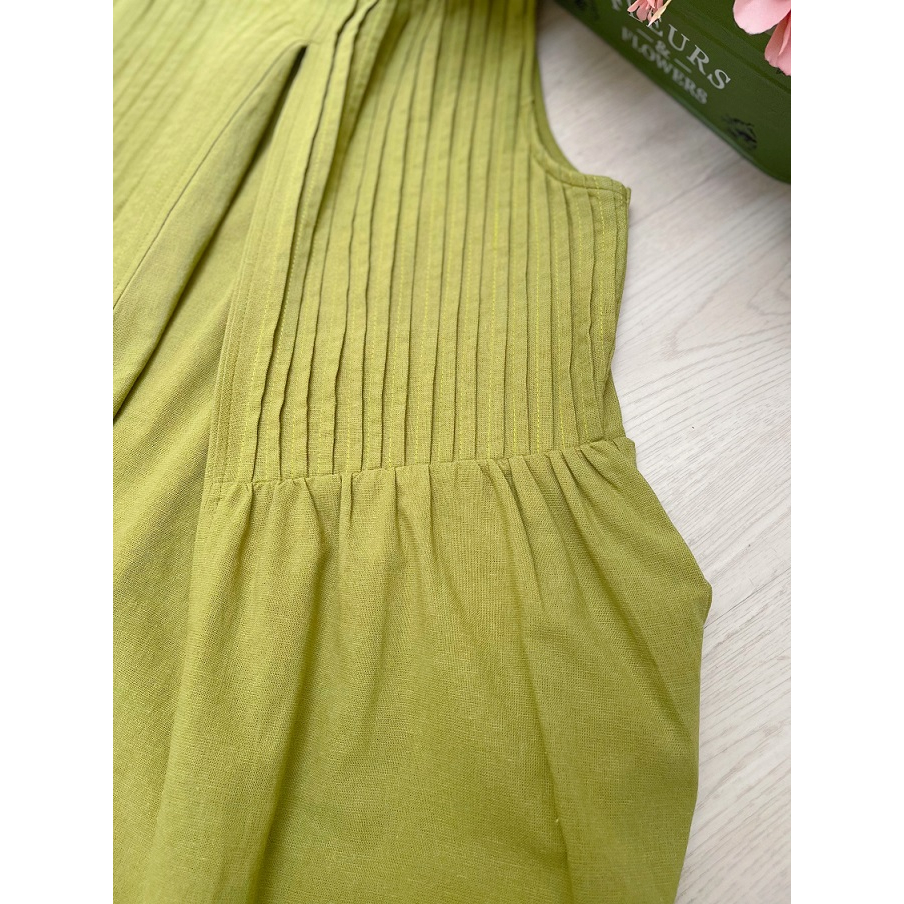 Đầm Linen Maxi Xếp Cổ 2 Bên SALOM - Yuki Dress