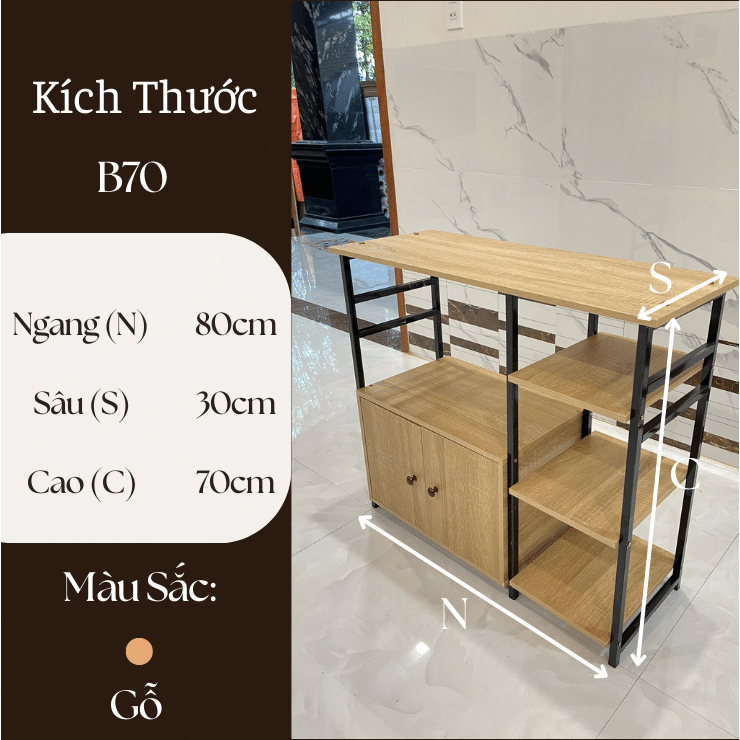 Kệ bếp gỗ kệ lò vi sóng đa năng chất liệu MDF phong cách hiện đại