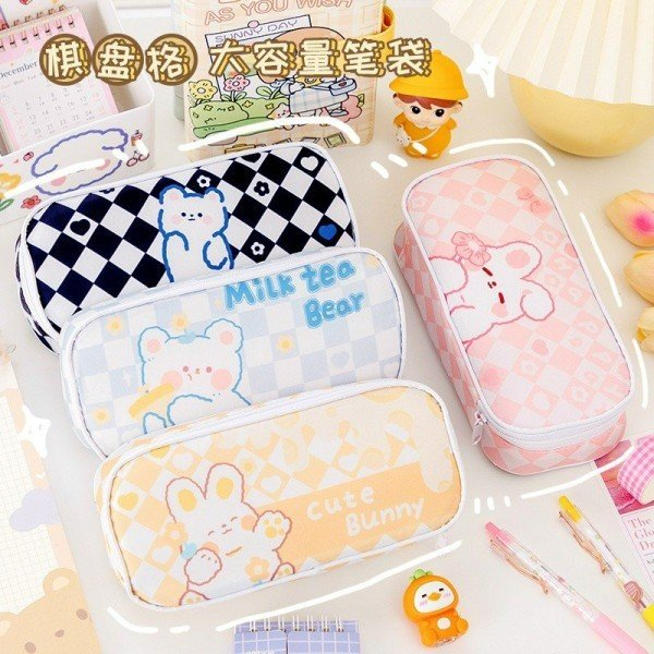 Túi đựng bút, hộp bút in hình gấu hoạt hình loại lớn chống nước cao cấp kích thước 20x10x4cm