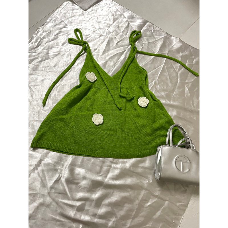 Sẵn áo 2 dây babydoll màu xanh lá siêu xinhhh chuẩn qc hoa may tủ mĩ