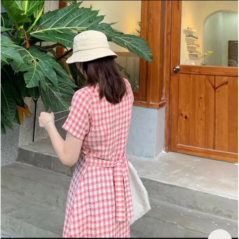 Váy Dài Kẻ Caro Dáng Dài Có Đai Eo Chất vải mát