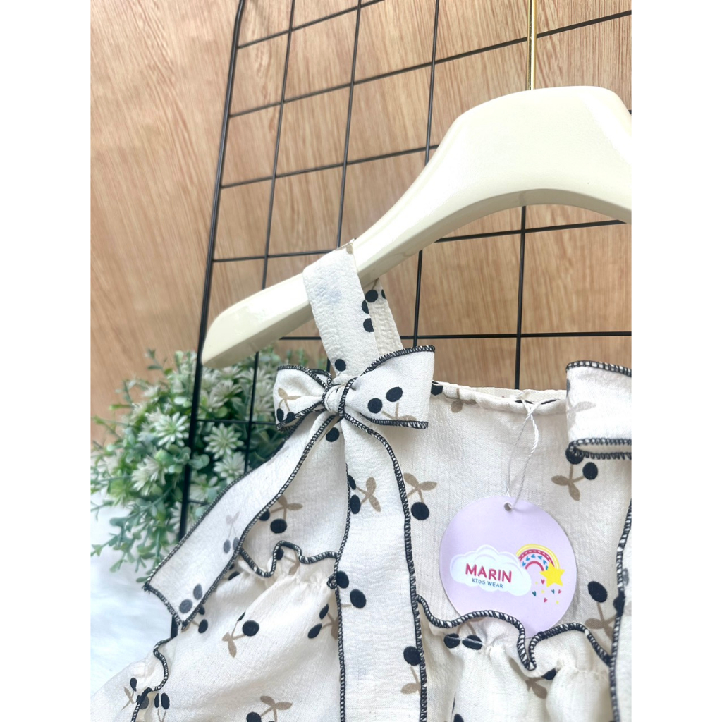 Bộ bé gái mùa hè, Bộ 2 dây hoa nhí thắt nơ dễ thương cho bé gái, Set bộ hai dây đi học bé gái Marin Kids M06