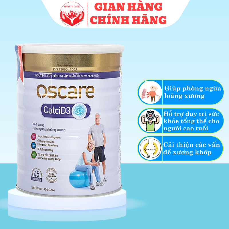 Sữa bột Oscare Canxi D3 - 900gr hỗ trợ phòng ngừa loãng xương dành cho người 45 tuổi trở lên - 𝐇𝐞𝐚𝐥𝐭𝐡 𝐂𝐚𝐫𝐞