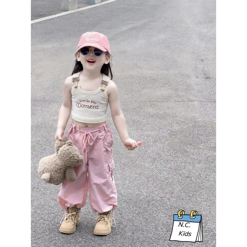 10-29kg set áo quai quần bom phong cách hip hop cá tính cho bé gái, set đồ cá tính bé gái