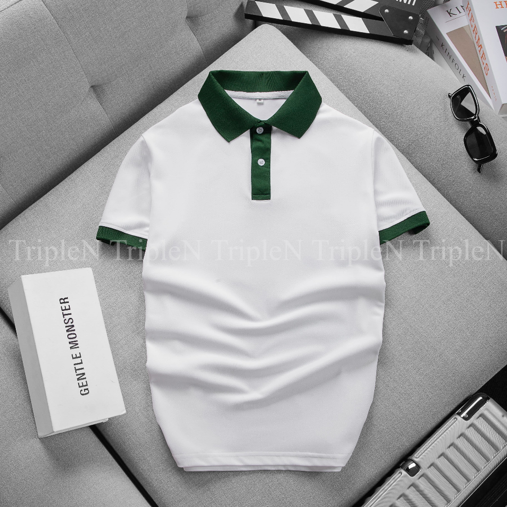 Áo thun polo nam tay ngắn TripleN chất liệu vải cá sấu co giãn thoáng mát, thiết kế thời trang