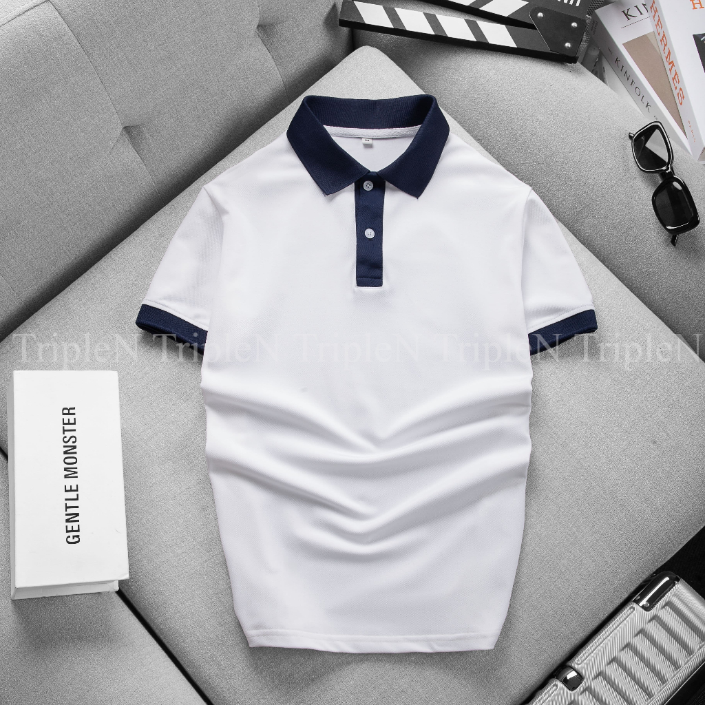 Áo thun polo nam tay ngắn TripleN chất liệu vải cá sấu co giãn thoáng mát, thiết kế thời trang