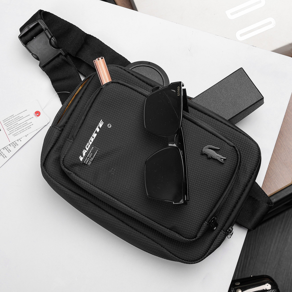 Túi Đeo Chéo Nam LACOSTE INNOVATION CH.ÍNH H.ÃNG Chất Liệu 100% Da Si PVC Cao Cấp Chống Thấm Nước