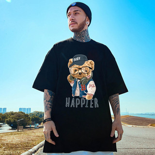 Áo Thun In Hình Gấu Ted HAVANA Hai Màu Đen Trắng Vải Cotton Cao Cấp , Kiểu Dáng Trẻ Trung Năng Động Mã 050