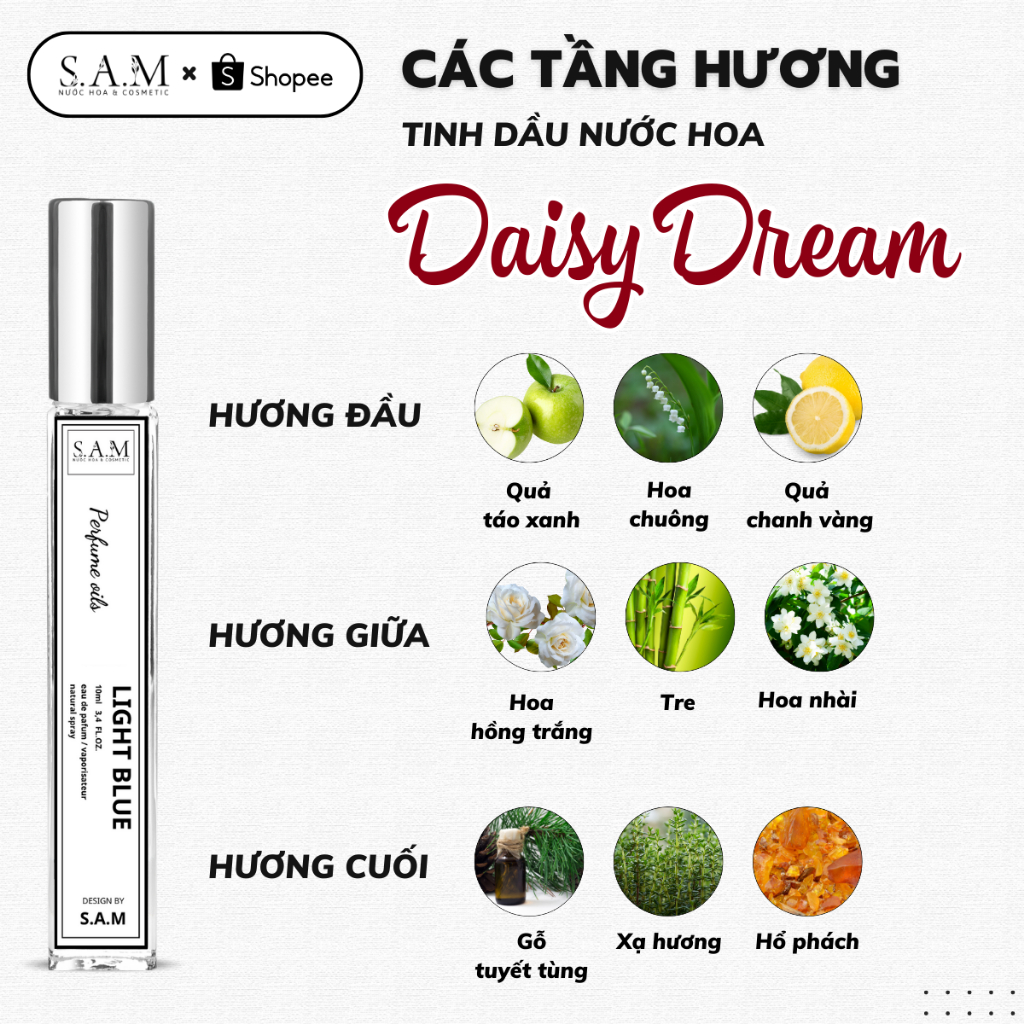 Nước Hoa Nữ Daisy Dream Chính Hãng S.A.M Perfume Hương Thơm Nữ Tính, Tưới Tắn Và Gợi Cảm - Chai Xịt 10ml