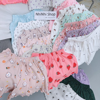 Quần ngủ thun xòe cạp chun nhiều hoạ tiết, Quần đùi nữ mặc siêu mát QS0755 - NhiNhi Shop
