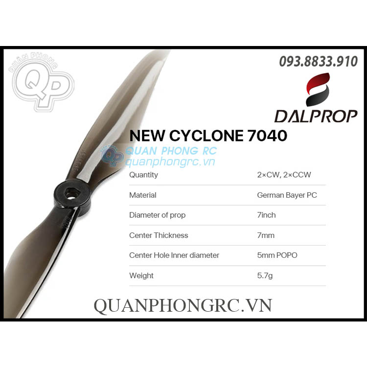 2 Cặp Cánh 2 Lá 7 inch Dalprop New Cyclone 7040 2 Blades Propeller